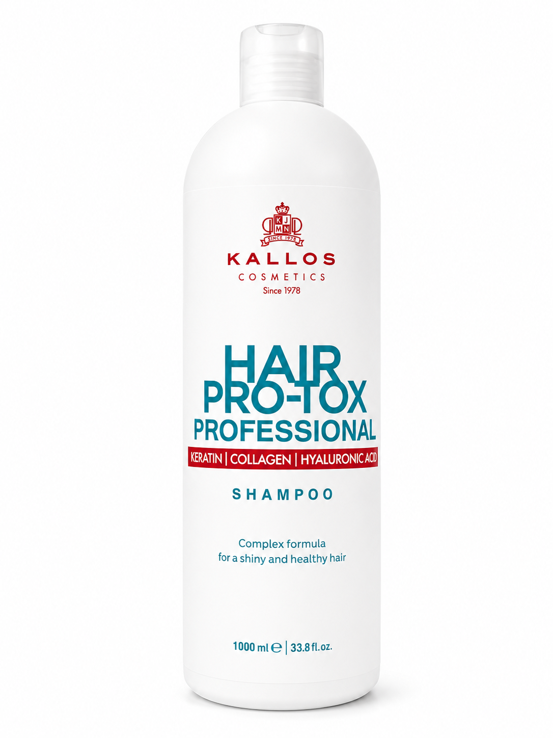 Kallos Hair Pro-Tox Professional Shampoo 1000ml — Keratina, Colágeno y Ácido Hialurónico