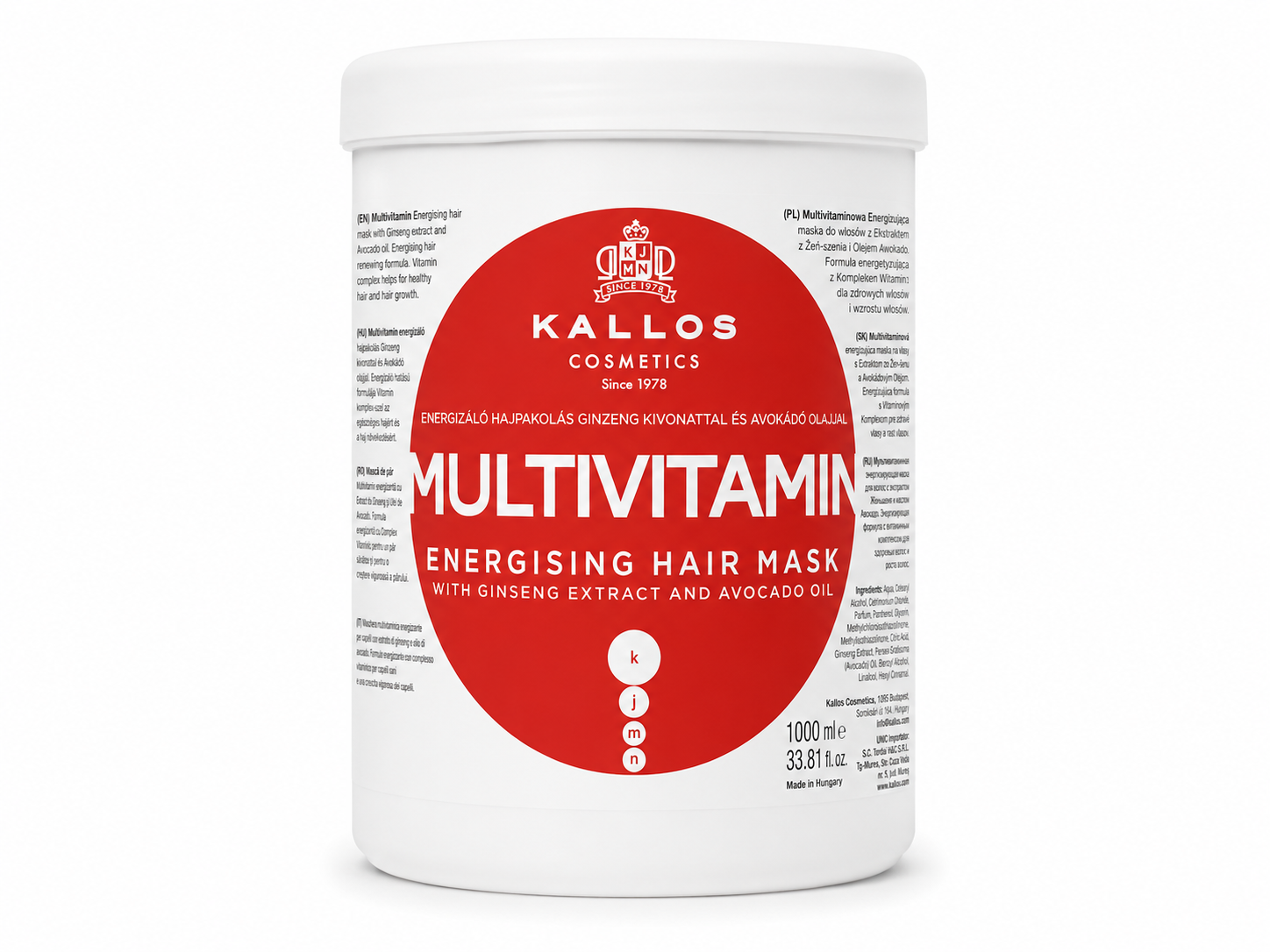 Kallos Multivitamin Energising Hair Mask 1000ml — Revitalización y Brillo Natural
