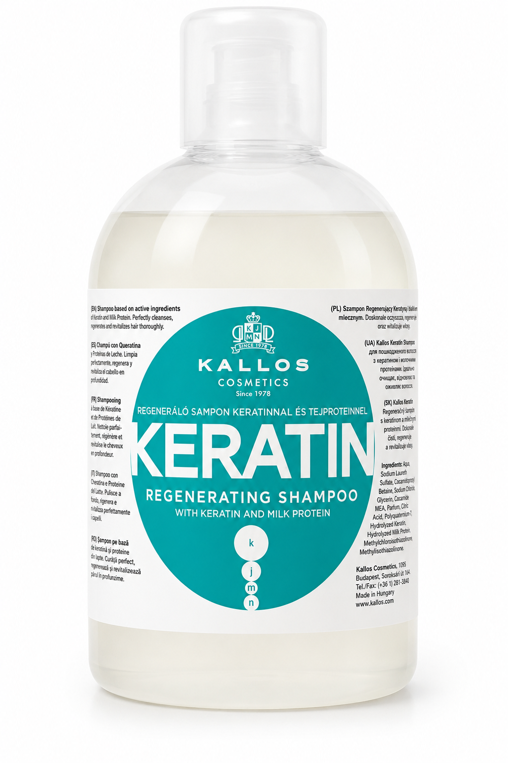 Kallos Keratin Regenerating Shampoo 1000ml — Nutrición y Fortalecimiento Capilar